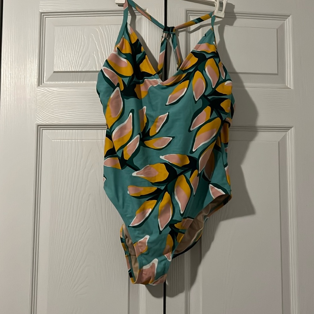 Kona Sol one piece bathing suit with black short cover up